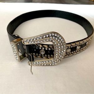 Rhinestone Studded Western Style Belt by Luxury Divas Black Size M Punk Cowgirl